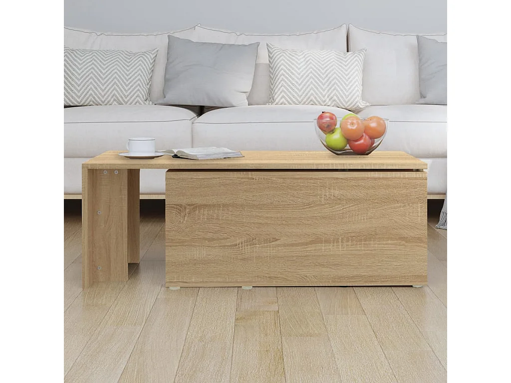 Mesa de centro madera contrachapada color roble 150x50x35 cm