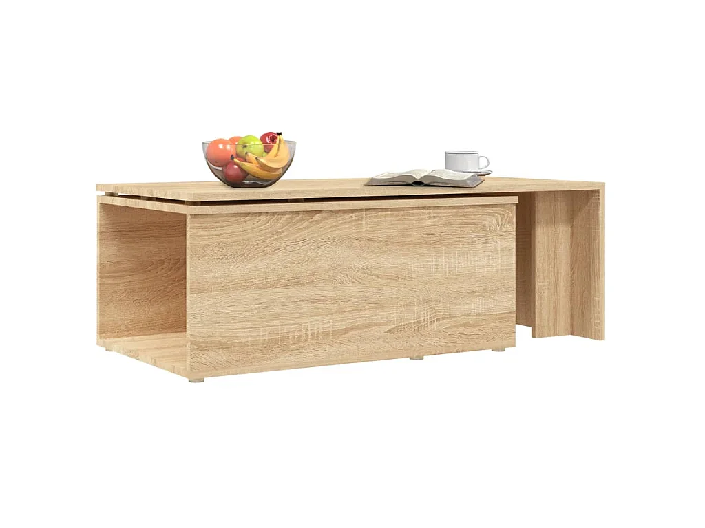 Mesa de centro madera contrachapada color roble 150x50x35 cm