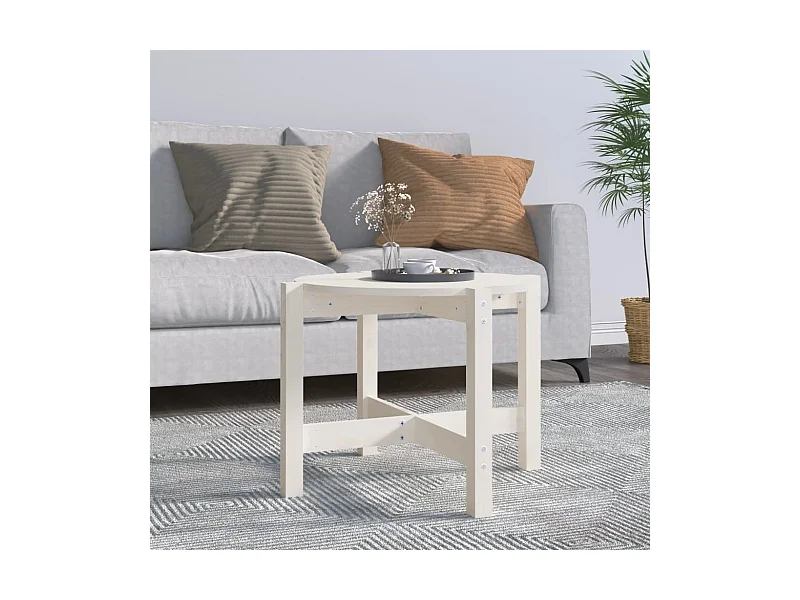 Mesa de centro Ø 62,5x45 cm madeira de pinho maciça branco