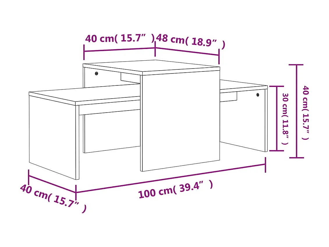 Mesa de centro madera contrachapada gris hormigón 100x48x40 cm