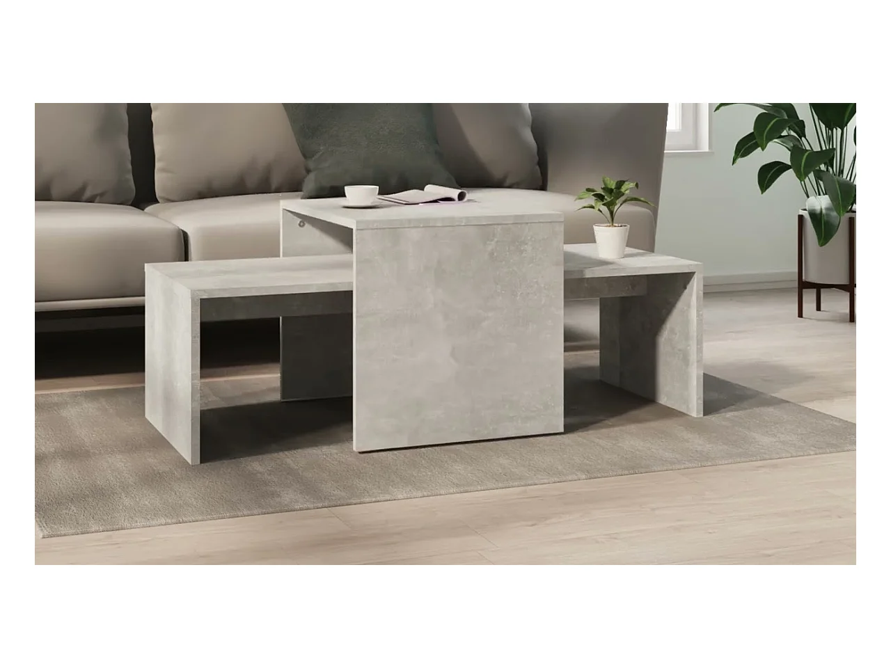 Couchtisch-Set Betongrau 100x48x40 cm Holzwerkstoff