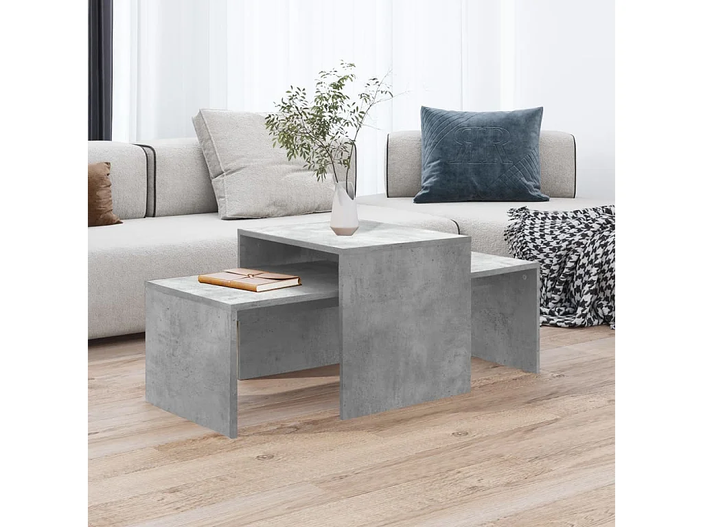 Salontafelset 100x48x40 cm bewerkt hout betongrijs