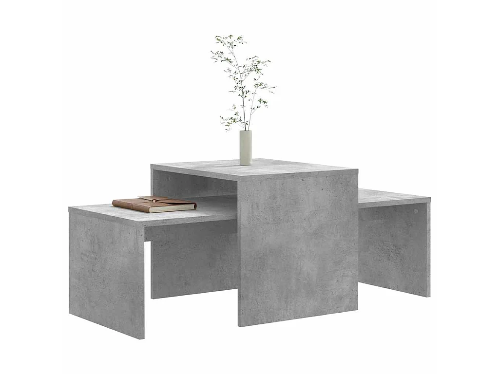 Ensemble de table basse Gris béton 100x48x40 cm Bois ingénierie