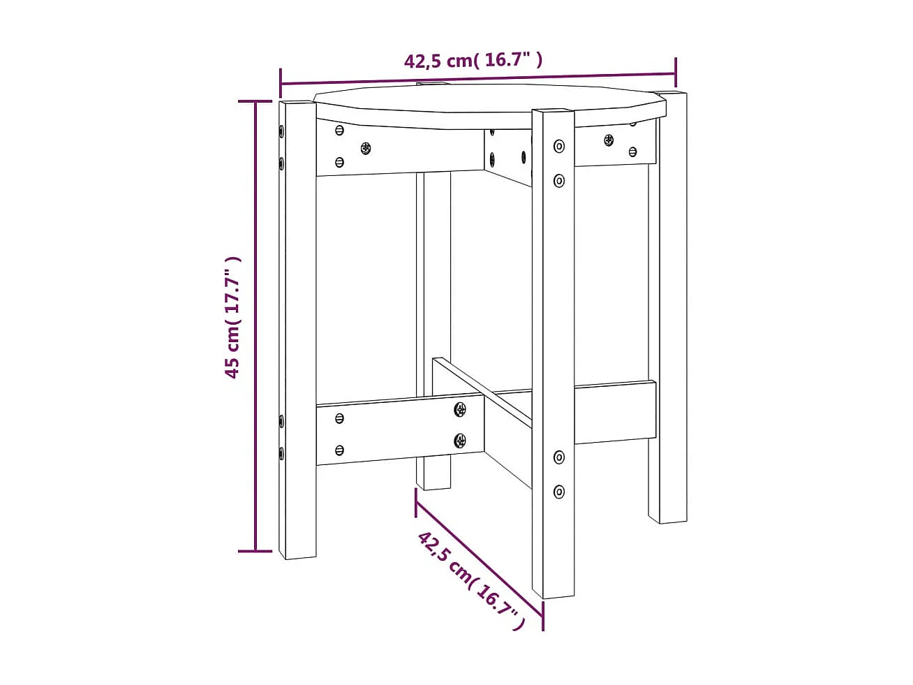 Tavolino da Salotto Ambra Ø 42,5x45cm in Legno Massello di Pino