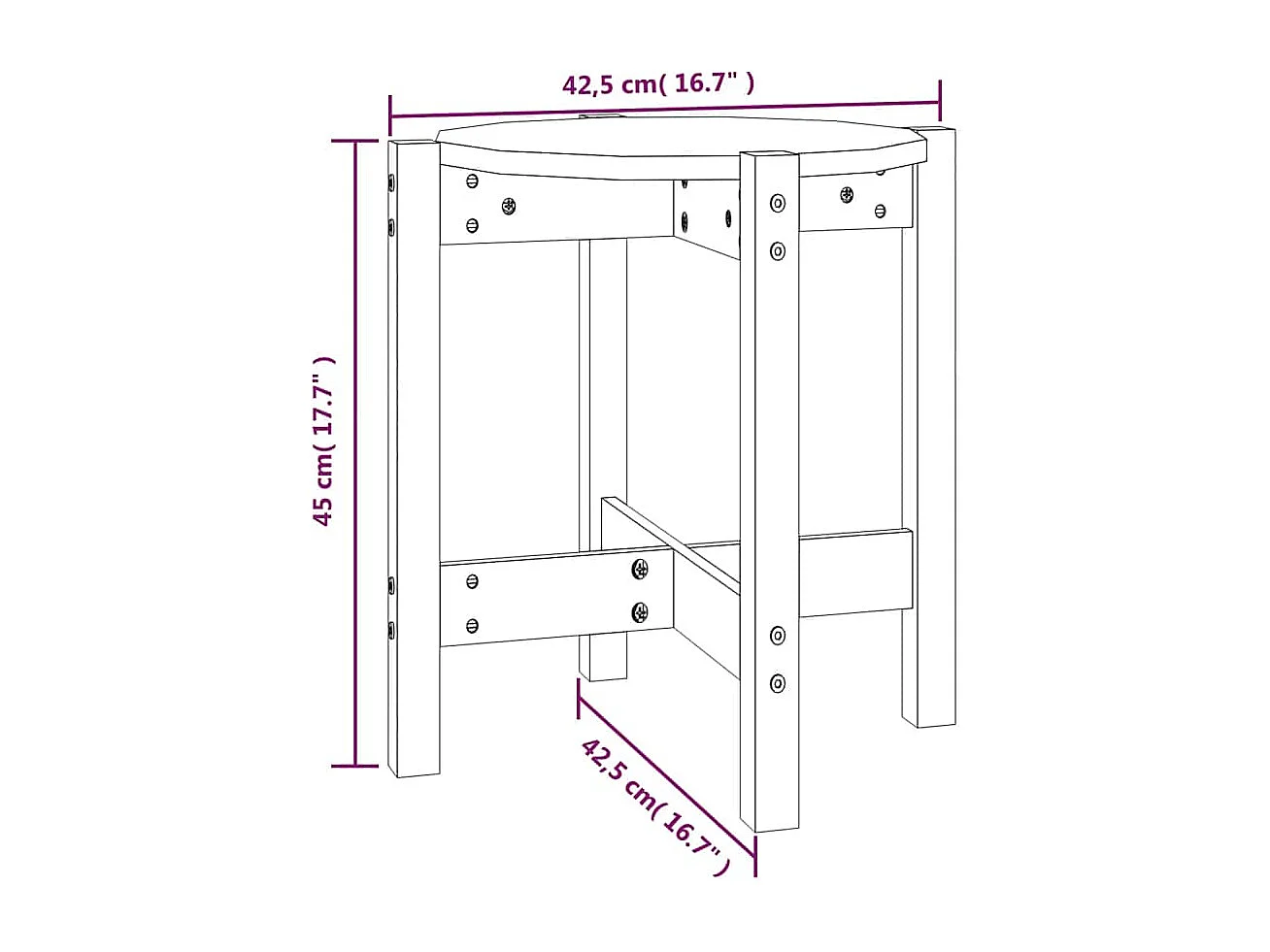 Couchtisch Honigbraun Ø 42,5x45 cm Massivholz Kiefer
