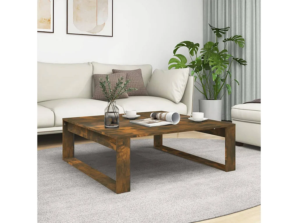 Tavolino da Salotto Rovere Fumo 100x100x35 cm Legno Multistrato