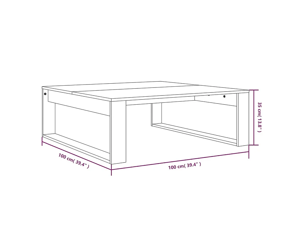 Tavolino da Salotto Rovere Fumo 100x100x35 cm Legno Multistrato