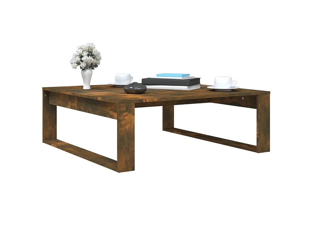 Tavolino da Salotto Rovere Fumo 100x100x35 cm Legno Multistrato