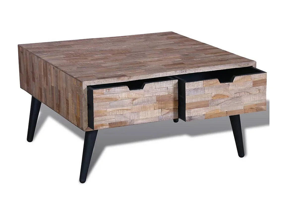 Table basse avec 4 tiroirs Bois de teck recyclé