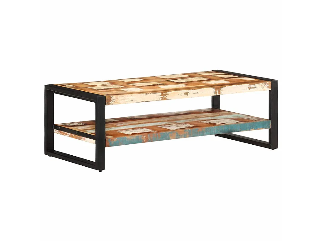 Mesa de centro madera maciza reciclada 120x60x40 cm