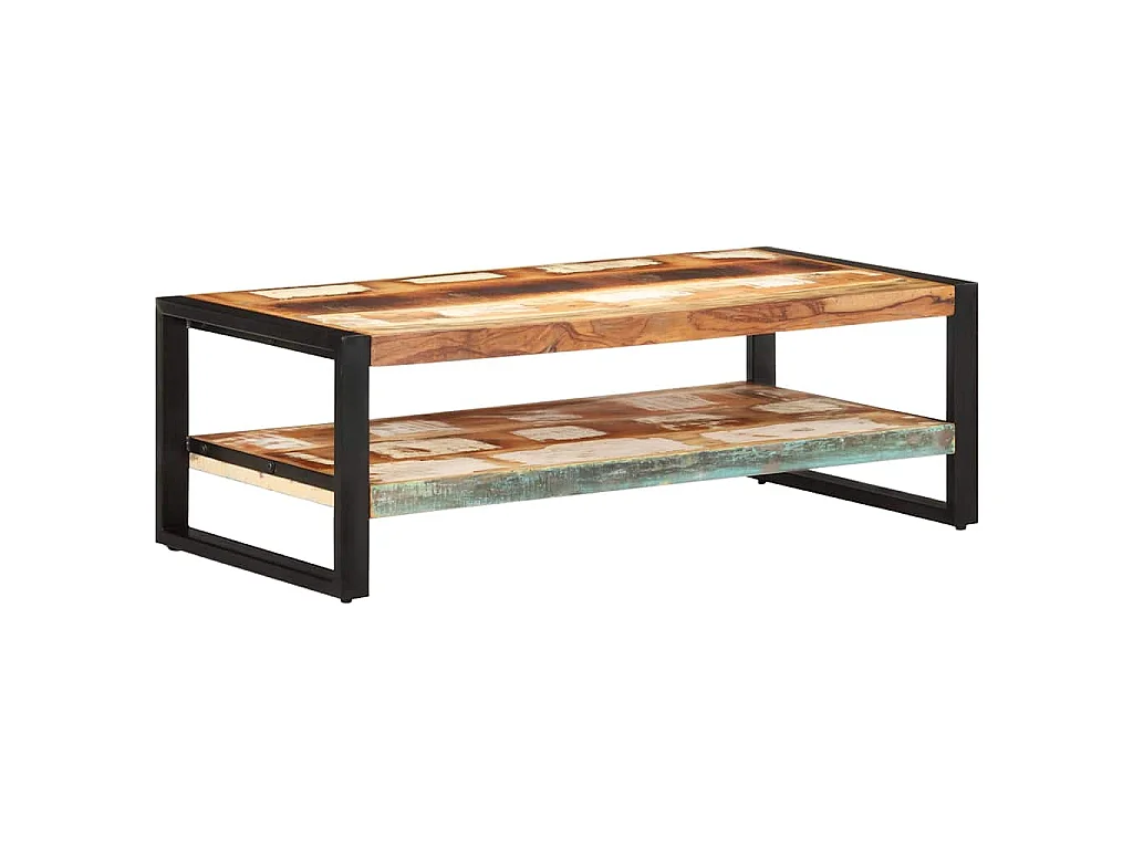 Mesa de centro madera maciza reciclada 120x60x40 cm