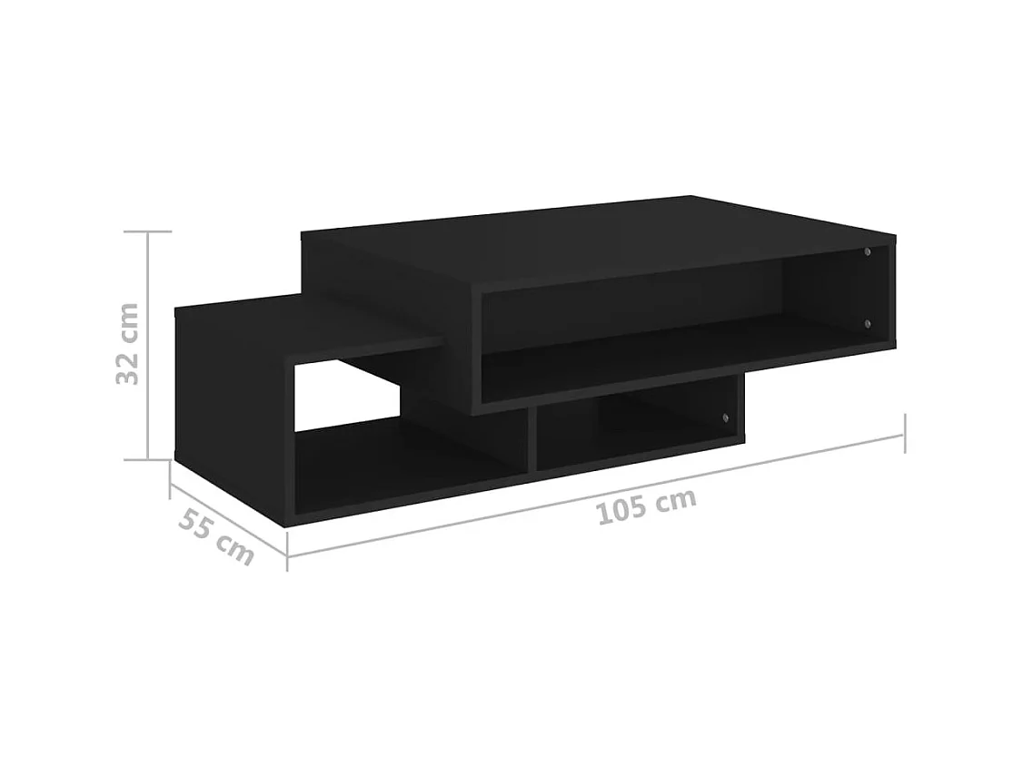Tavolino da Salotto Nero 105x55x32 cm in Truciolato