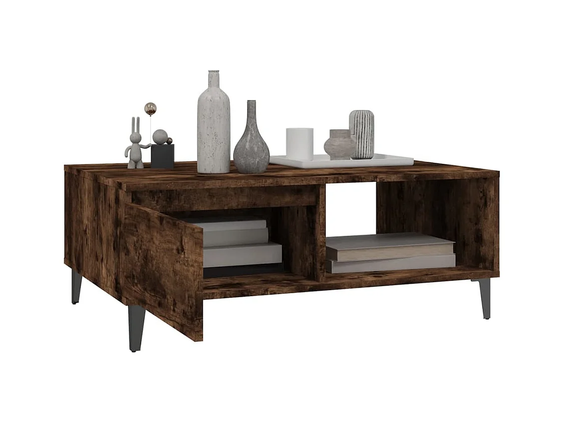 Salontafel 90x60x35 cm bewerkt hout gerookt eikenkleurig