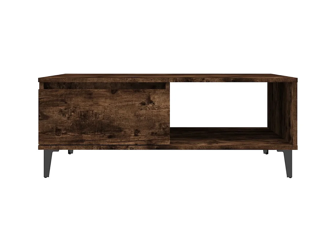 Salontafel 90x60x35 cm bewerkt hout gerookt eikenkleurig