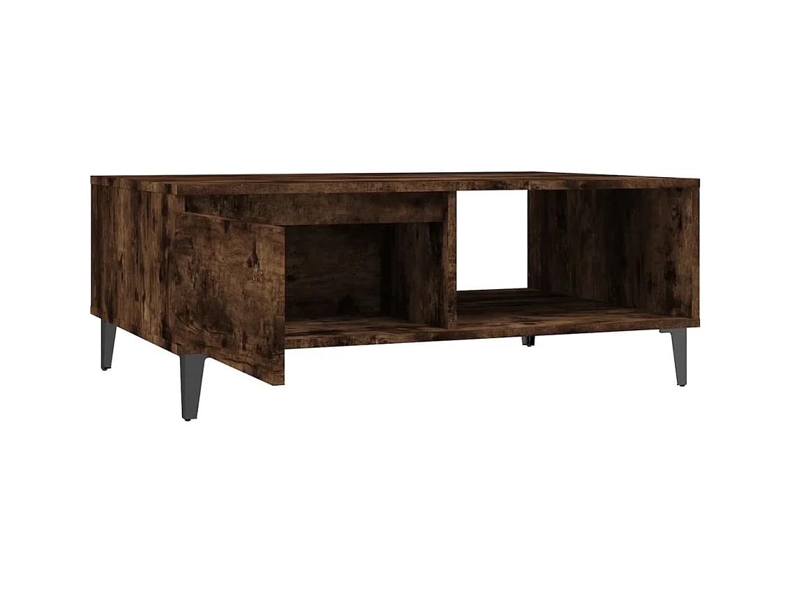 Salontafel 90x60x35 cm bewerkt hout gerookt eikenkleurig