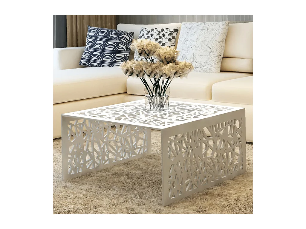 Couchtisch Silbern Geometrisches Lochmuster Aluminium