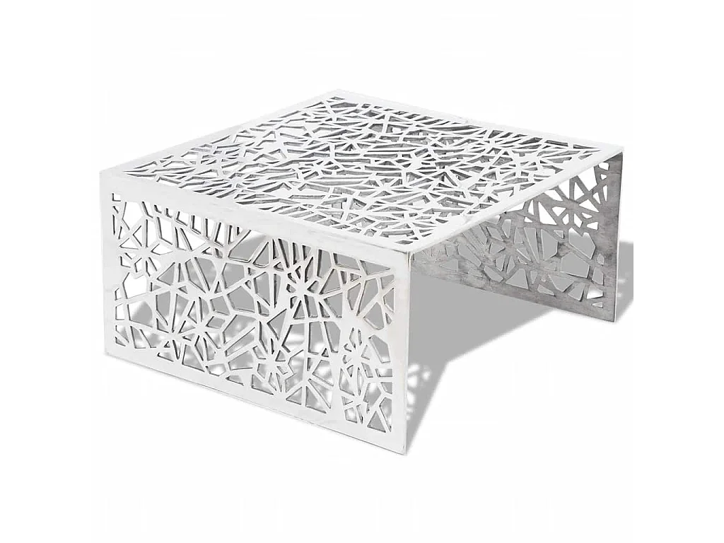 Table basse argentée Design géométrique Aluminium