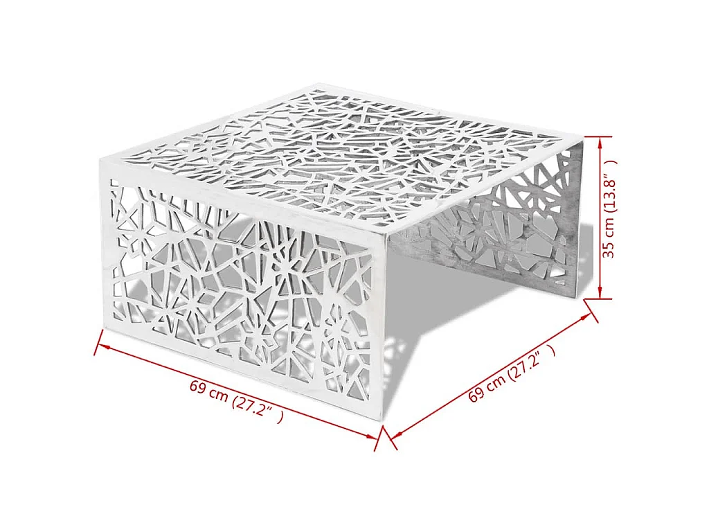 Table basse argentée Design géométrique Aluminium