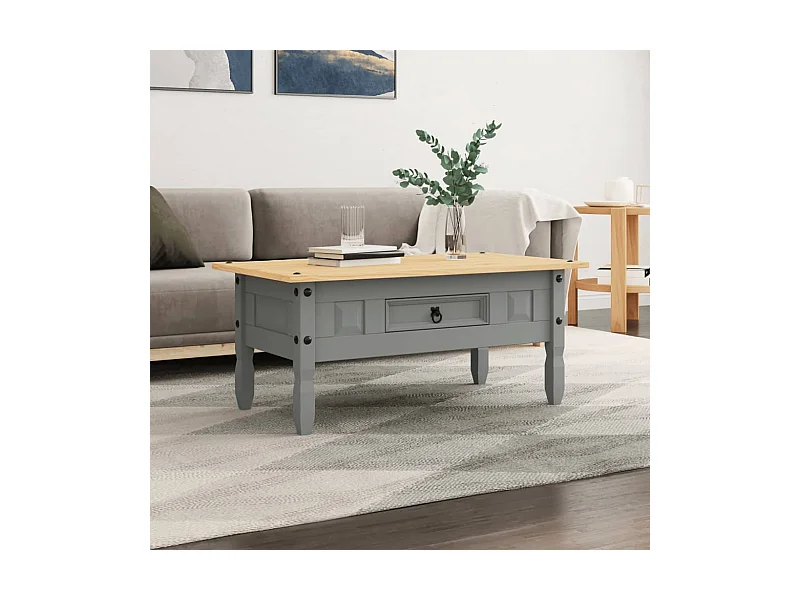 Couchtisch Mexiko-Stil Kiefernholz Grau 100x55x44 cm