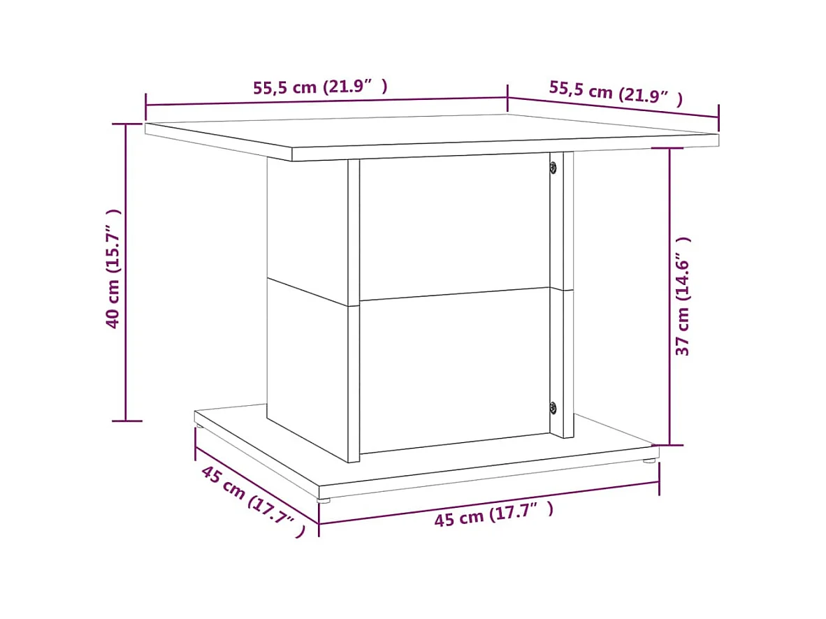 Mesa de centro 55,5x55,5x40cm derivados madeira carvalho sonoma