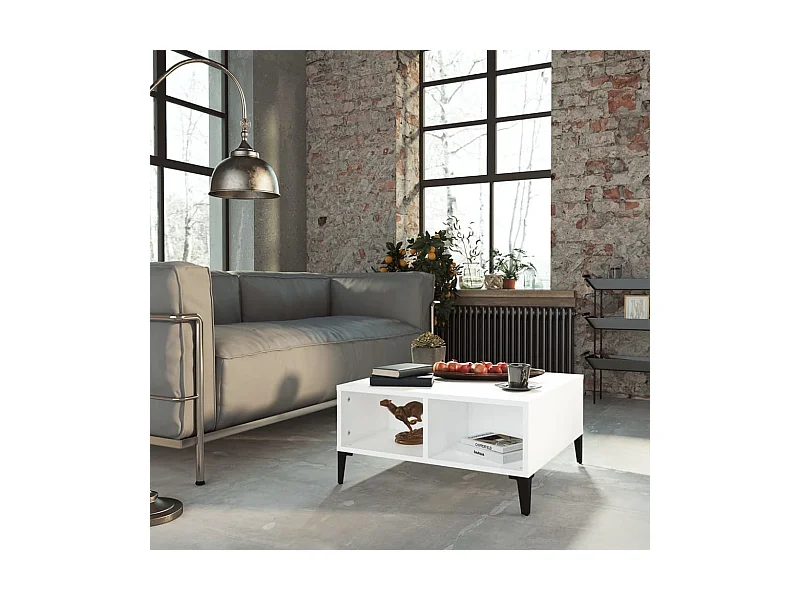 Table basse blanc 60x60x30 cm bois d'ingénierie