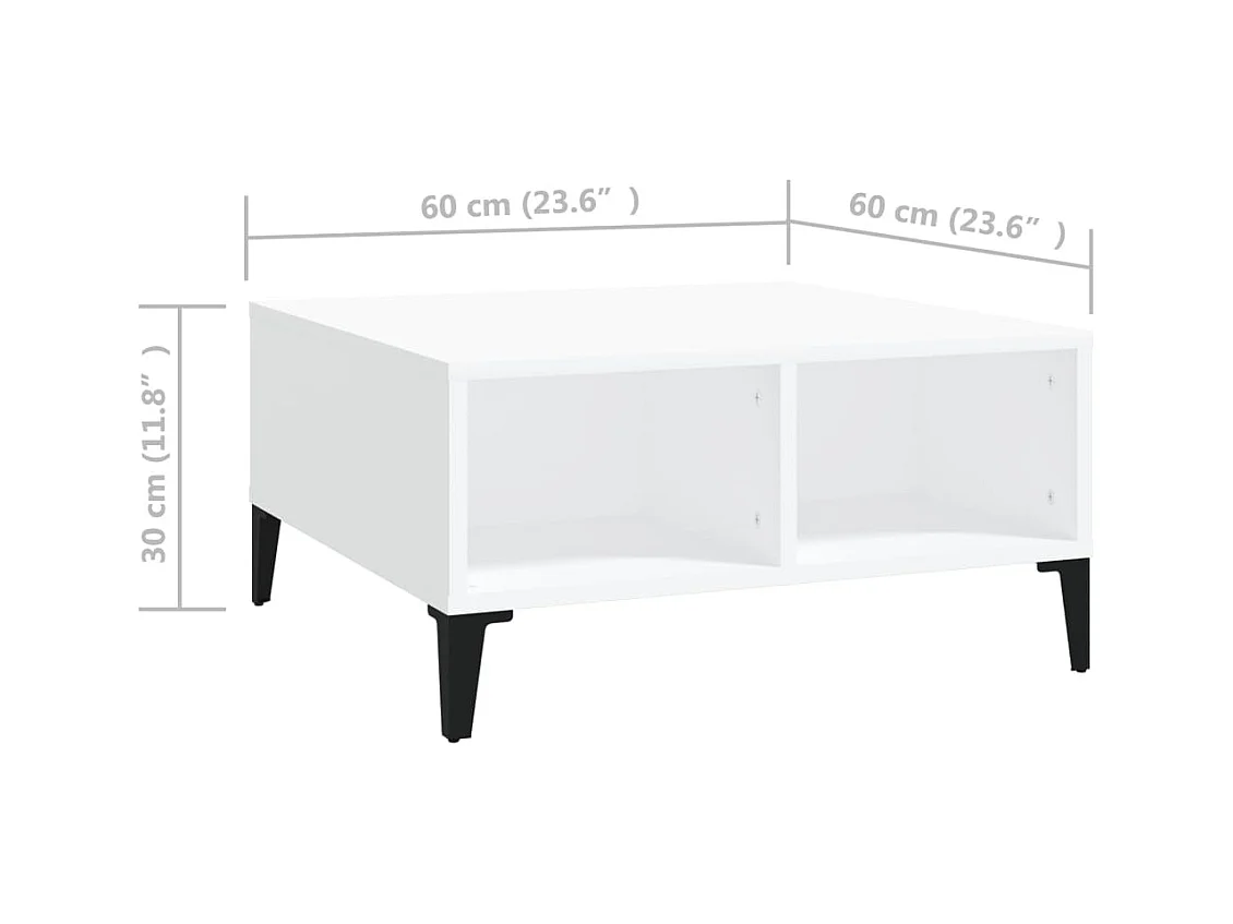 Salontafel 60x60x30 cm bewerkt hout wit