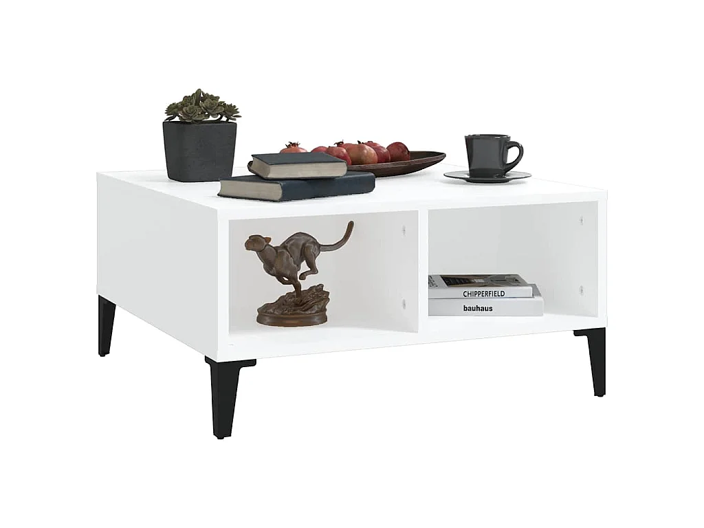 Table basse blanc 60x60x30 cm bois d'ingénierie
