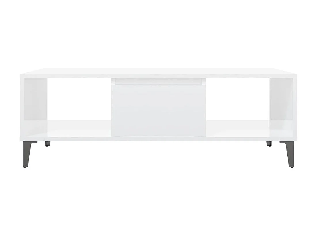 Table basse blanc brillant 103,5x60x35 cm bois d'ingénierie