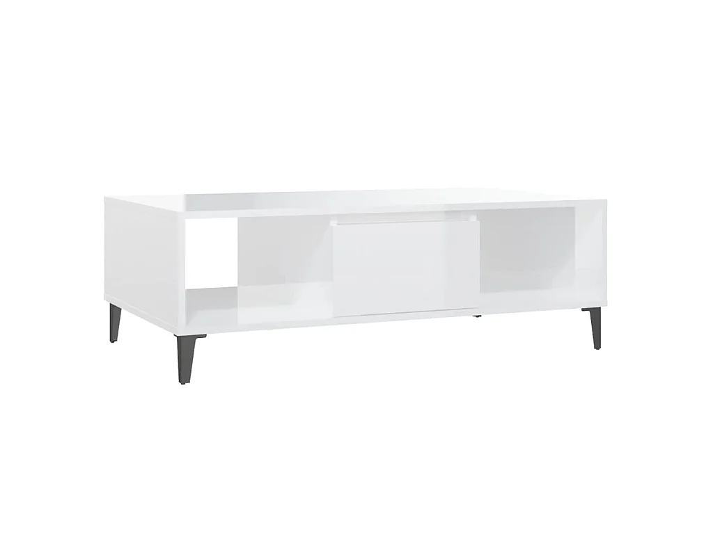 Tavolino Salotto Bianco Lucido 103,5x60x35 cm Legno Multistrato