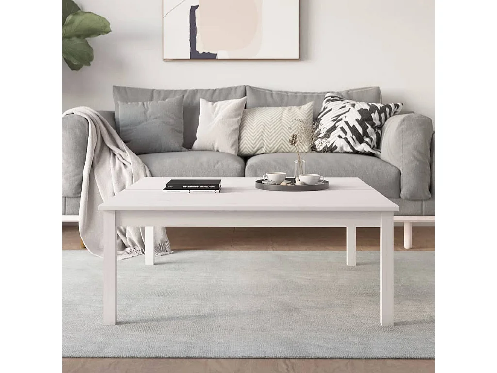 Couchtisch Weiß 100x100x40 cm Massivholz Kiefer