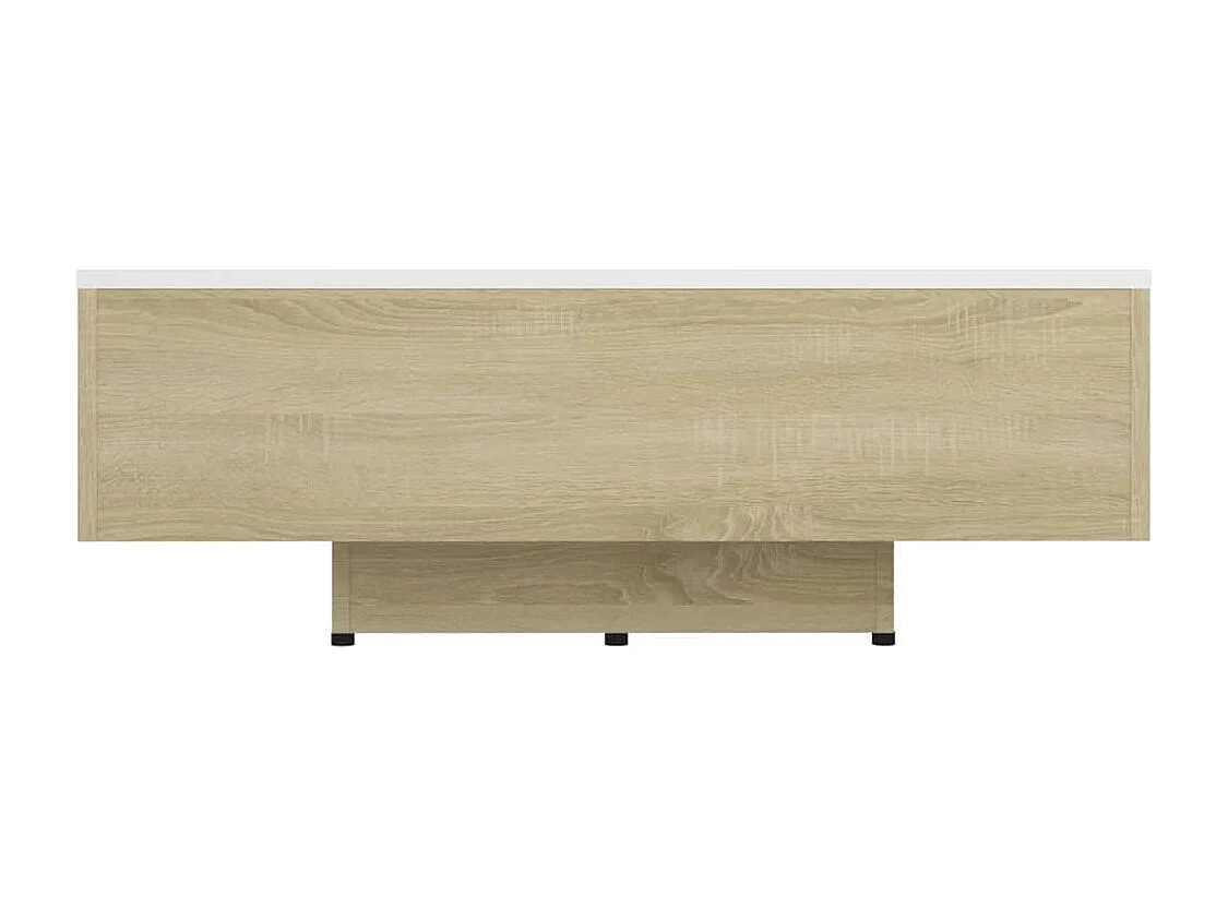Table basse Blanc et chêne sonoma 85x55x31 cm Bois d'ingénierie