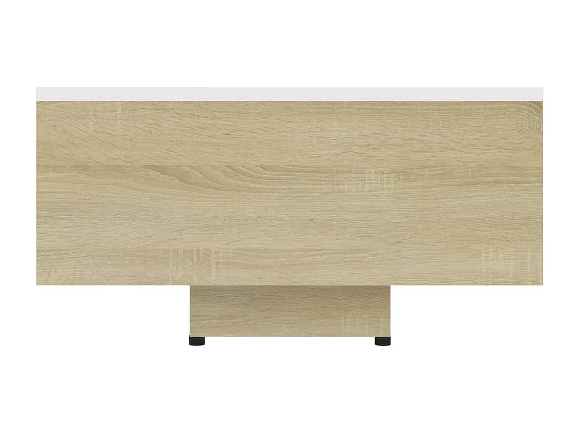 Table basse Blanc et chêne sonoma 85x55x31 cm Bois d'ingénierie