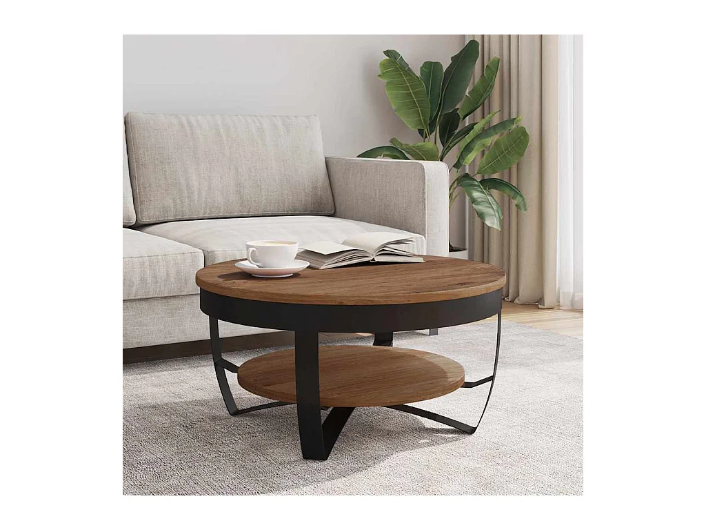 Mesa de centro de madera maciza de acacia 65x65x32 cm