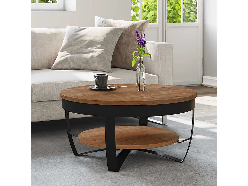 Tavolino da Salotto 65x65x32 cm in Legno Massello d'Acacia