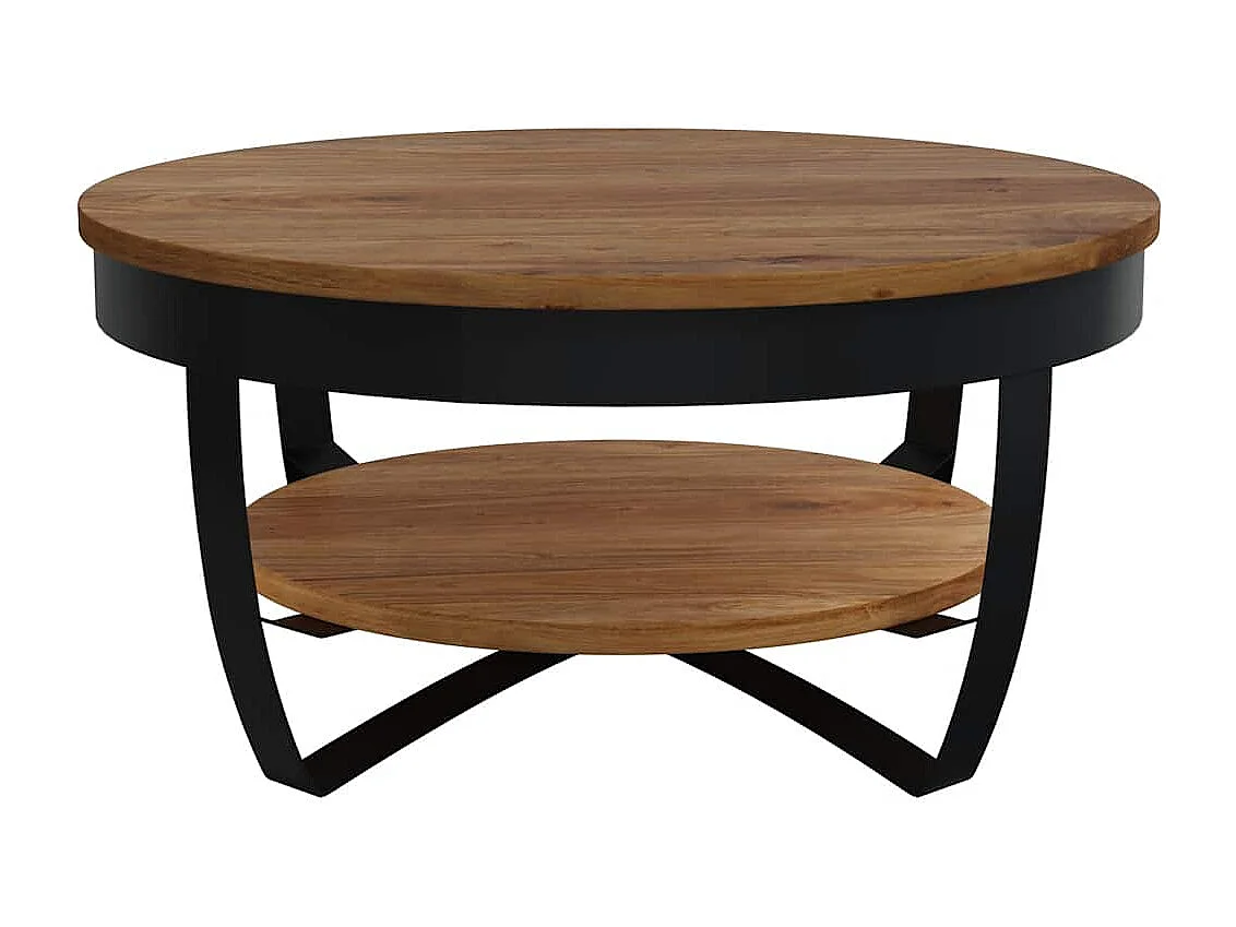 Tavolino da Salotto 65x65x32 cm in Legno Massello d'Acacia