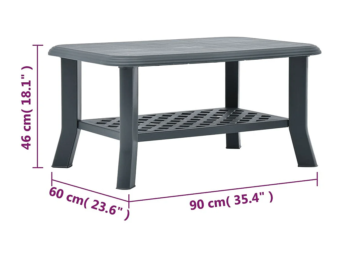 Table basse Vert 90x60x46 cm Plastique