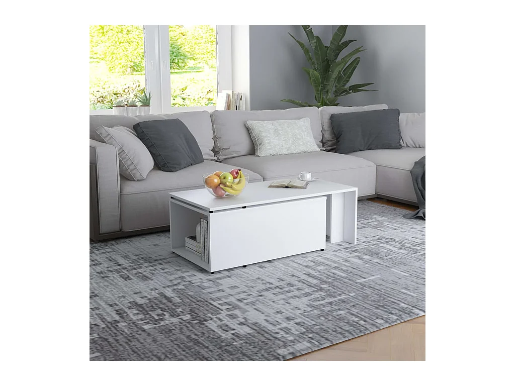 Tavolino da Salotto Bianco 150x50x35 cm in Legno Multistrato