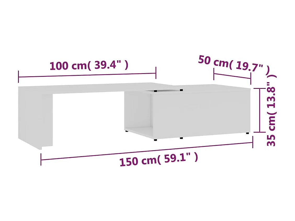 Couchtisch Weiß 150x50x35 cm Holzwerkstoff