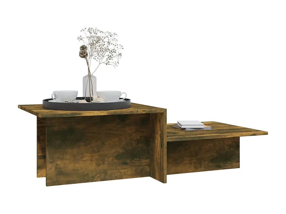 Table basse Chêne fumé 111,5x50x33 cm Bois d'ingénierie