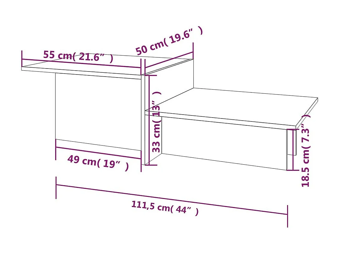Table basse Chêne fumé 111,5x50x33 cm Bois d'ingénierie