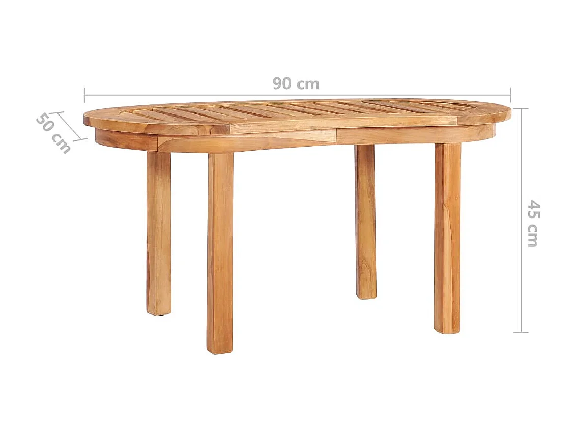 Mesa de centro de madera maciza de teca 90x50x45 cm