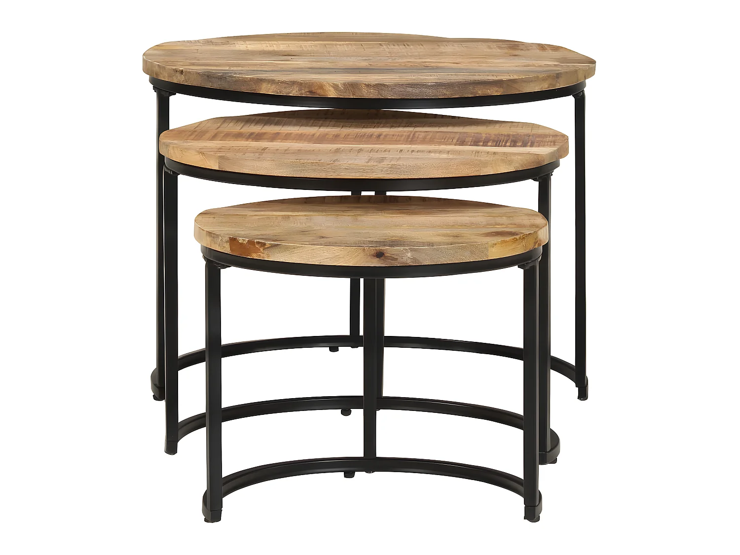 Satztische 3 Stk. Rohes Mangoholz