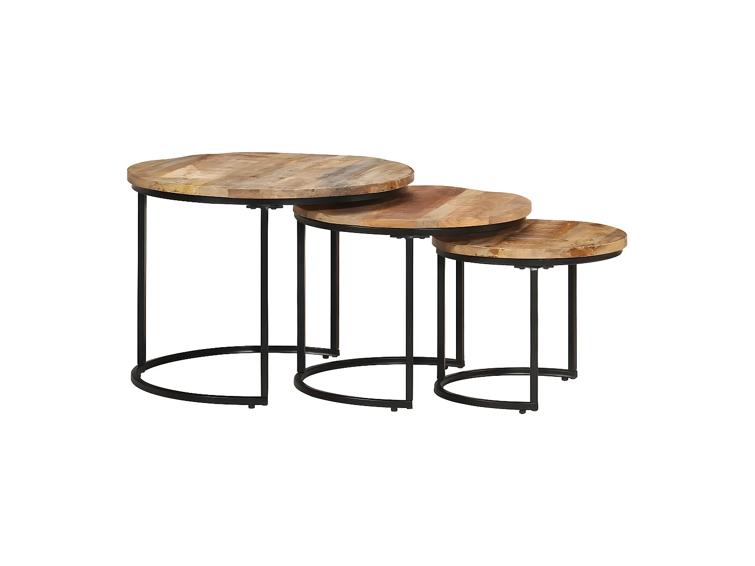 Satztische 3 Stk. Rohes Mangoholz