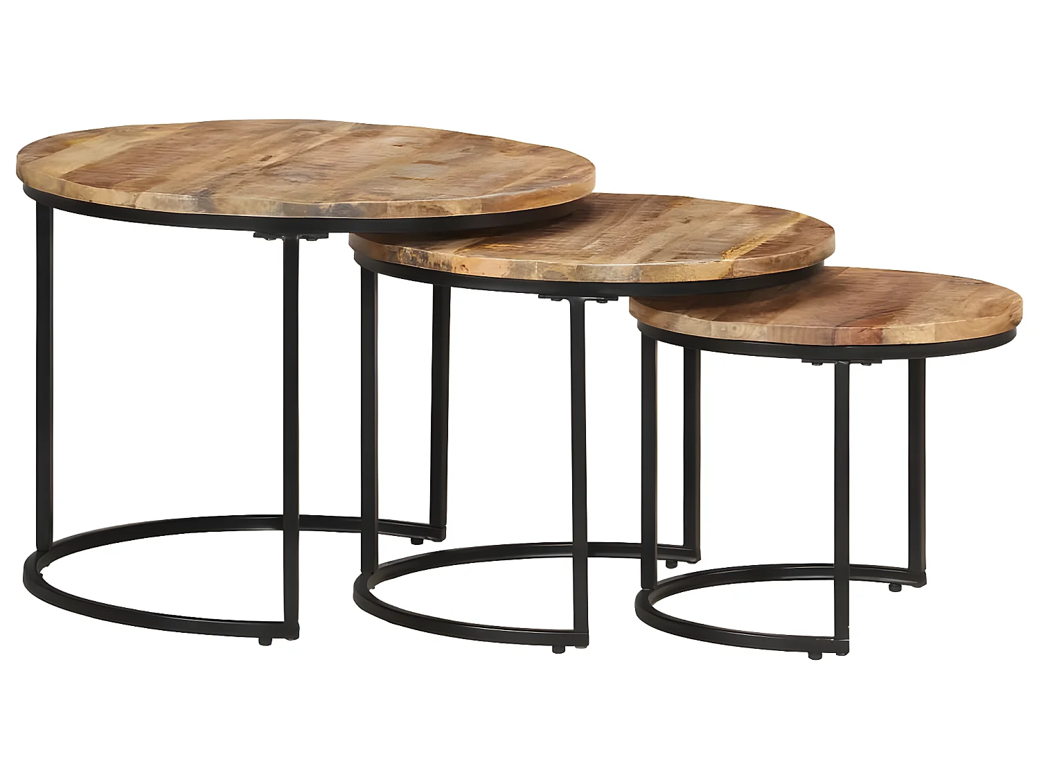 Satztische 3 Stk. Rohes Mangoholz