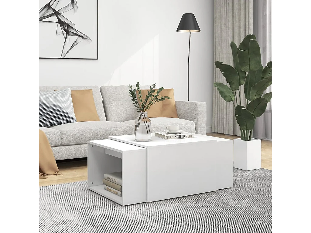 3-tlg. Satztisch-Set Weiß 60x60x38 cm Holzwerkstoff