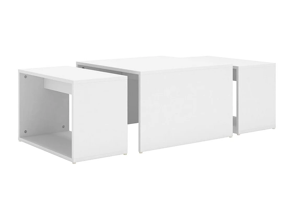 3-tlg. Satztisch-Set Weiß 60x60x38 cm Holzwerkstoff