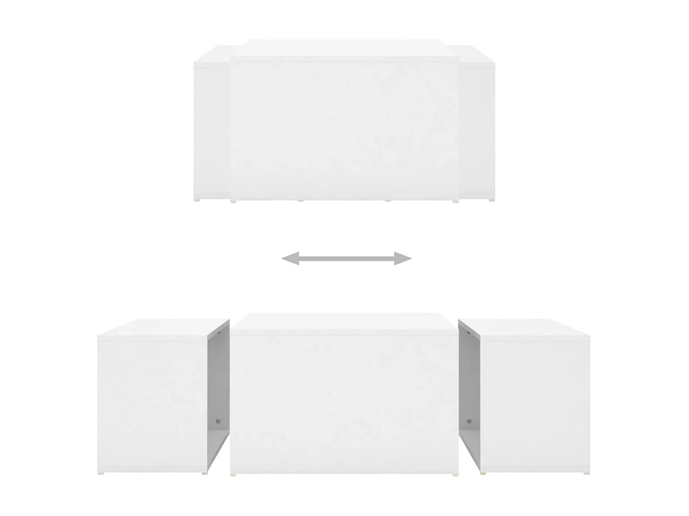 3-tlg. Satztisch-Set Weiß 60x60x38 cm Holzwerkstoff