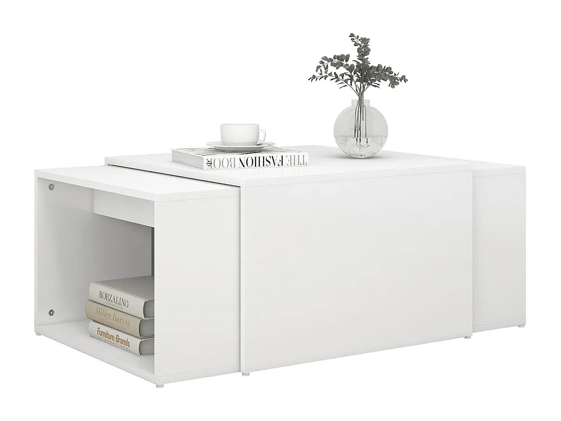 3-tlg. Satztisch-Set Weiß 60x60x38 cm Holzwerkstoff