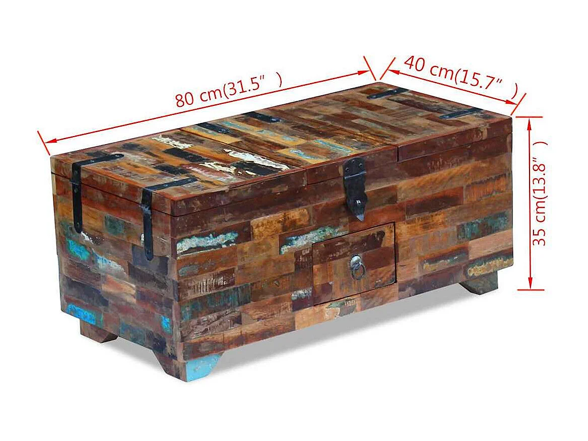 Salontafel kist 80x40x35 cm massief gerecycled hout