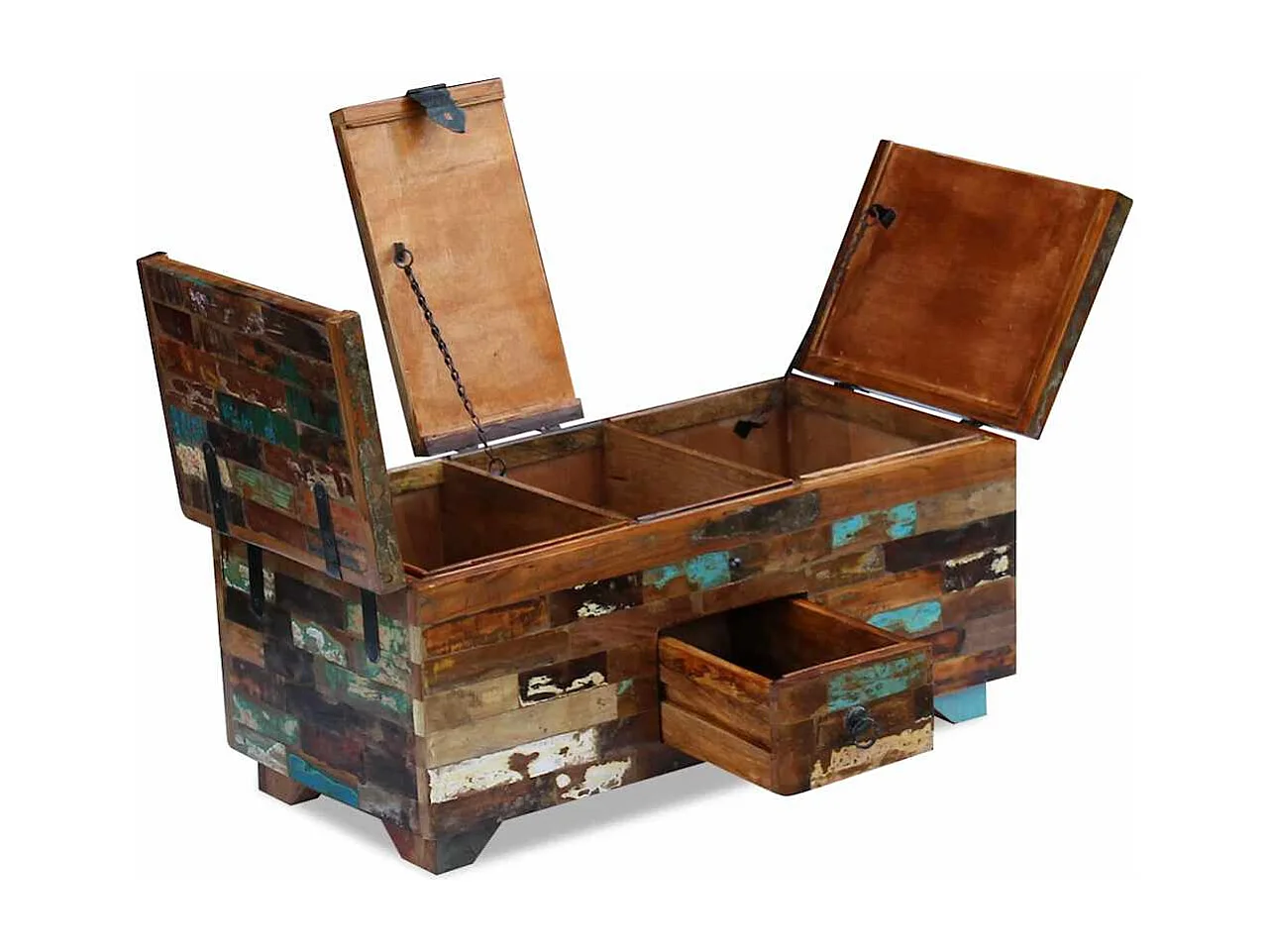 Salontafel kist 80x40x35 cm massief gerecycled hout